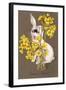 Bunny and Flower Vase-null-Framed Art Print