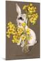 Bunny and Flower Vase-null-Mounted Art Print