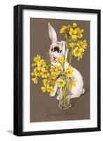 Bunny and Flower Vase-null-Framed Art Print