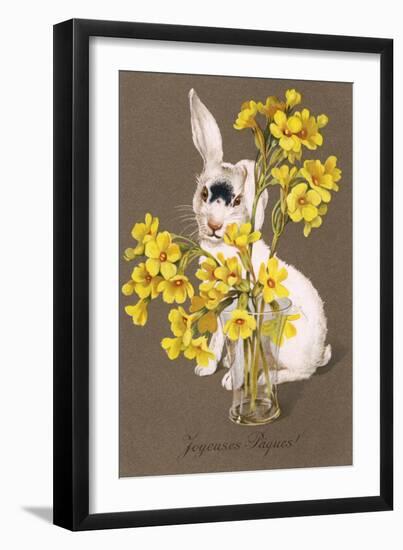 Bunny and Flower Vase-null-Framed Art Print