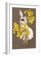 Bunny and Flower Vase-null-Framed Art Print