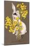Bunny and Flower Vase-null-Mounted Art Print