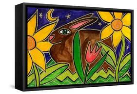 Bunny at Midnight-Wyanne-Framed Stretched Canvas