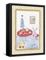 Bunny at Tea Table-Effie Zafiropoulou-Framed Stretched Canvas