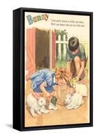 Bunny, Children Feeding Rabbits-null-Framed Stretched Canvas