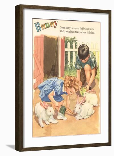 Bunny, Children Feeding Rabbits-null-Framed Art Print