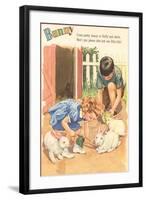 Bunny, Children Feeding Rabbits-null-Framed Art Print