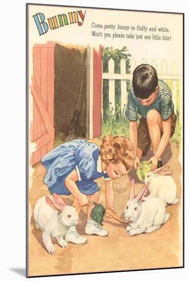 Bunny, Children Feeding Rabbits-null-Mounted Art Print