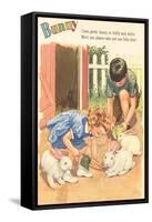 Bunny, Children Feeding Rabbits-null-Framed Stretched Canvas