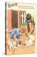 Bunny, Children Feeding Rabbits-null-Stretched Canvas