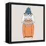 Bunny Dressed up in Pullover-Olga_Angelloz-Framed Stretched Canvas