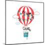 Bunny Flying in Air Balloon-Olga_Angelloz-Mounted Art Print