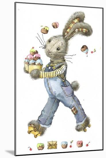 Bunny Rabbit on Roller Skates with Easter Eggs-ZPR Int’L-Mounted Giclee Print