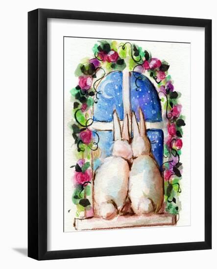 Bunny Rabbits in Window-sylvia pimental-Framed Art Print