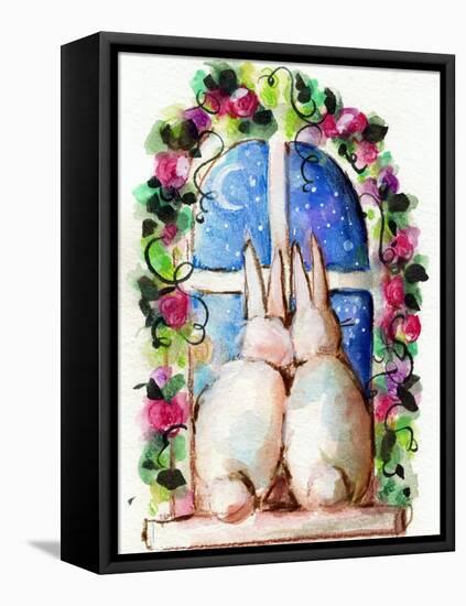 Bunny Rabbits in Window-sylvia pimental-Framed Stretched Canvas