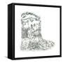 Bunny Toile Boot-Wendy Edelson-Framed Stretched Canvas