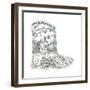 Bunny Toile Boot-Wendy Edelson-Framed Giclee Print