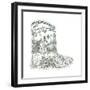 Bunny Toile Boot-Wendy Edelson-Framed Giclee Print
