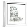 Bunny Toile Boot-Wendy Edelson-Framed Giclee Print