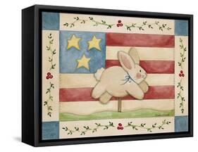 Bunny with Flag Background-Debbie McMaster-Framed Stretched Canvas