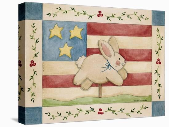 Bunny with Flag Background-Debbie McMaster-Stretched Canvas