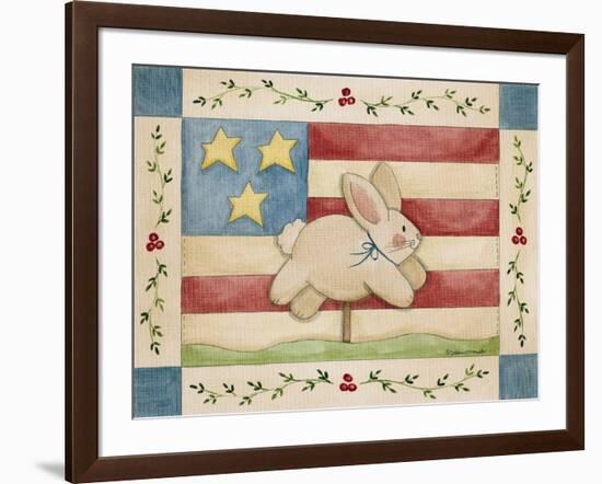 Bunny with Flag Background-Debbie McMaster-Framed Giclee Print