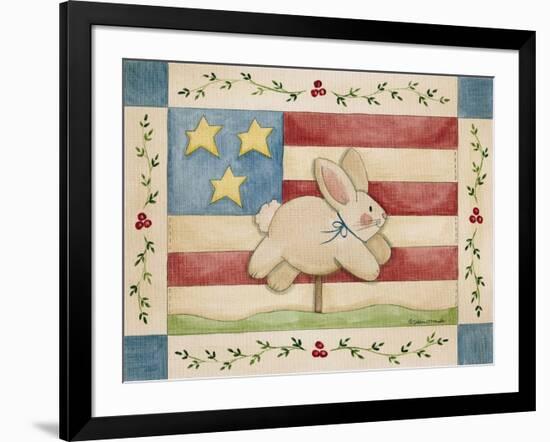 Bunny with Flag Background-Debbie McMaster-Framed Giclee Print