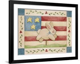 Bunny with Flag Background-Debbie McMaster-Framed Giclee Print