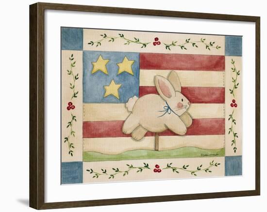 Bunny with Flag Background-Debbie McMaster-Framed Giclee Print