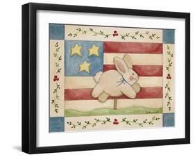 Bunny with Flag Background-Debbie McMaster-Framed Giclee Print