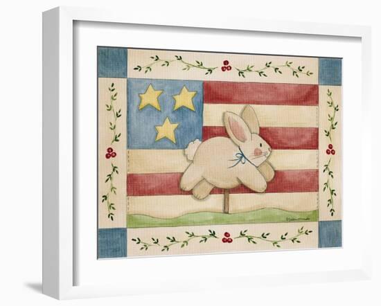 Bunny with Flag Background-Debbie McMaster-Framed Giclee Print