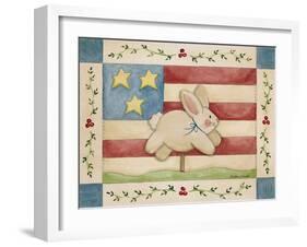 Bunny with Flag Background-Debbie McMaster-Framed Giclee Print