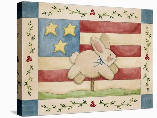 Bunny with Flag Background-Debbie McMaster-Stretched Canvas