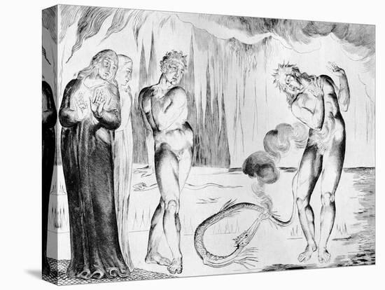 Buoso Attacked By Francesco Di Cavalcanti by William Blake-William Blake-Stretched Canvas