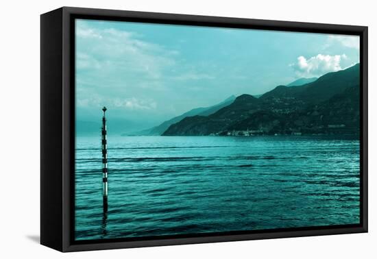 Buoy in Lake Como Near Bellagio Italy-null-Framed Stretched Canvas