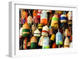 Buoys on a Wall at Apalachicola, Florida, USA-Joanne Wells-Framed Photographic Print