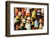 Buoys on a Wall at Apalachicola, Florida, USA-Joanne Wells-Framed Photographic Print