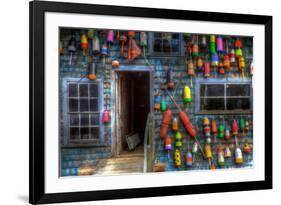 Buoys on an Old Shed at Bass Harbor, Bernard, Maine, USA-Joanne Wells-Framed Photographic Print
