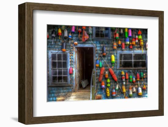 Buoys on an Old Shed at Bass Harbor, Bernard, Maine, USA-Joanne Wells-Framed Photographic Print