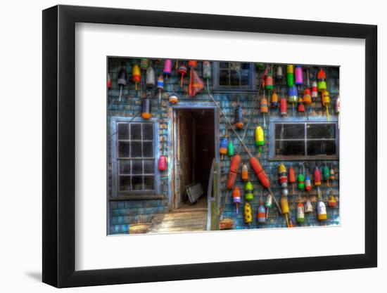 Buoys on an Old Shed at Bass Harbor, Bernard, Maine, USA-Joanne Wells-Framed Premium Photographic Print
