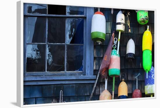 Buoys on an Old Shed at Bernard, Maine, USA-Joanne Wells-Framed Photographic Print