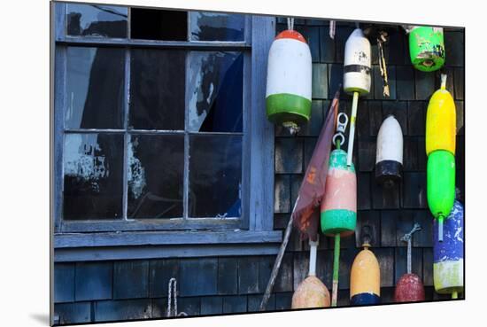 Buoys on an Old Shed at Bernard, Maine, USA-Joanne Wells-Mounted Photographic Print