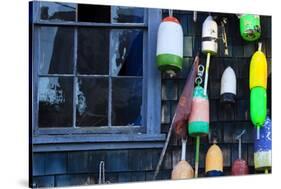 Buoys on an Old Shed at Bernard, Maine, USA-Joanne Wells-Stretched Canvas