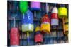 Buoys on an Old Shed at Bernard, Maine, USA-Joanne Wells-Stretched Canvas