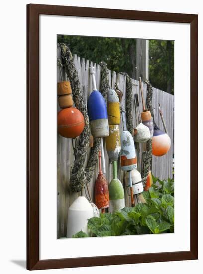 Buoys outside Lucy J's Jewelry and Glass Studio, Eastham, Cape Cod, Massachusetts, USA-Susan Pease-Framed Premium Photographic Print