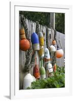 Buoys outside Lucy J's Jewelry and Glass Studio, Eastham, Cape Cod, Massachusetts, USA-Susan Pease-Framed Premium Photographic Print