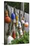 Buoys outside Lucy J's Jewelry and Glass Studio, Eastham, Cape Cod, Massachusetts, USA-Susan Pease-Stretched Canvas