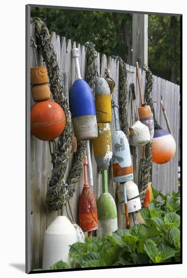 Buoys outside Lucy J's Jewelry and Glass Studio, Eastham, Cape Cod, Massachusetts, USA-Susan Pease-Mounted Photographic Print