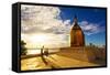 Buphaya Pagoda in Bagan, Myanmar at Sunset.-Richard Yoshida-Framed Stretched Canvas