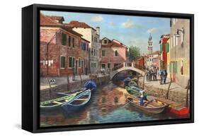 Burano Canal Venice-Richard Harpum-Framed Stretched Canvas